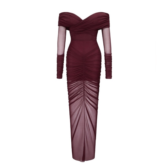 NWT JW PEI Emily Elegant Off-Shoulder Ruched Evening Red Gown Dress SZ 10 - Picture 2 of 6